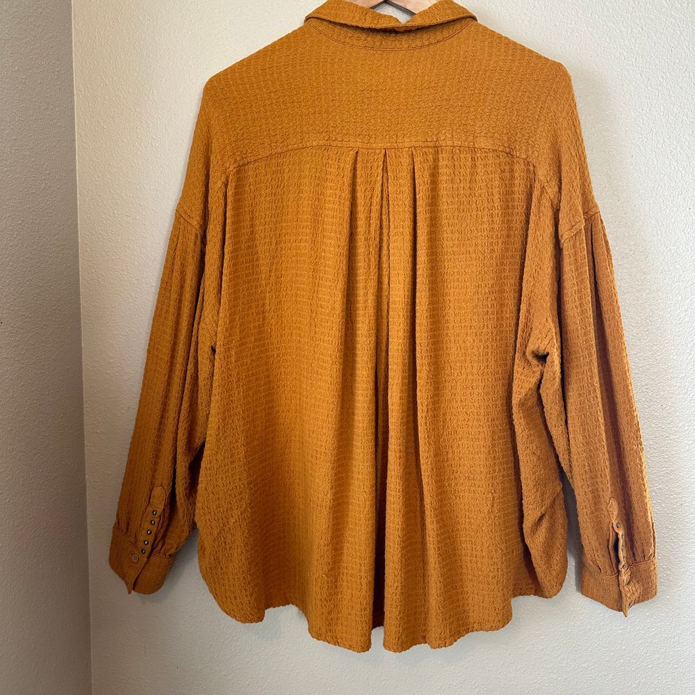 Free People Oversized Button-Down Shirt in Mustard - Picture 4 of 12